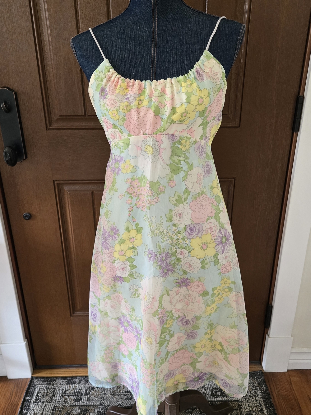 Vintage Pastel Floral Backless Slip Dress in Pink, Yellow, Lavender, Mint